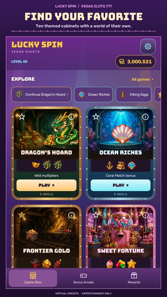 The casino floor of themed cabinets
