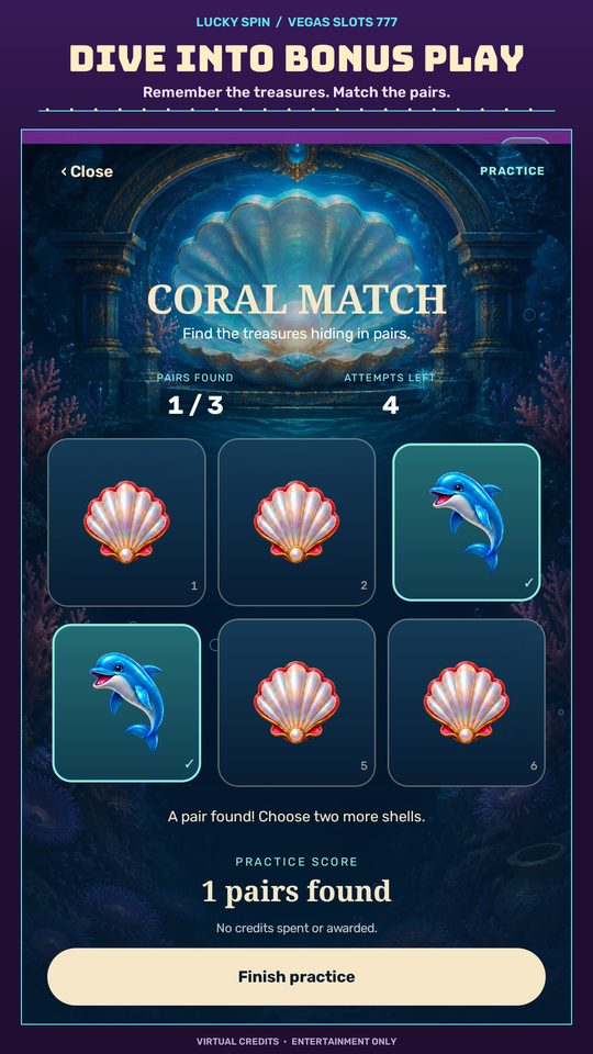 Coral Match bonus mini-game